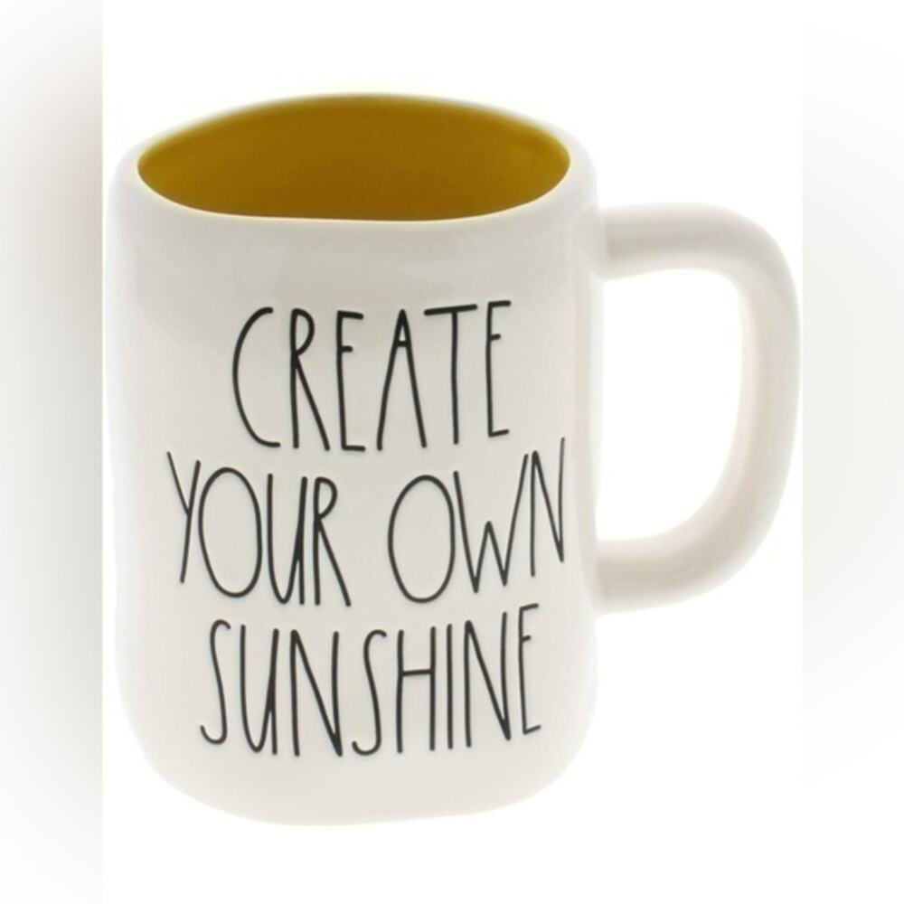 UEC RAE DUNN CREATE YOUR OWN SUNSHINE YELLOW INSIDE COFFEE MUG